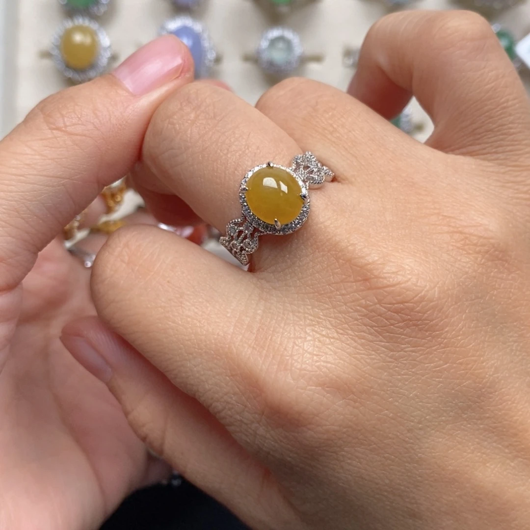 翡翠戒指银S925镶嵌冰*?戒指