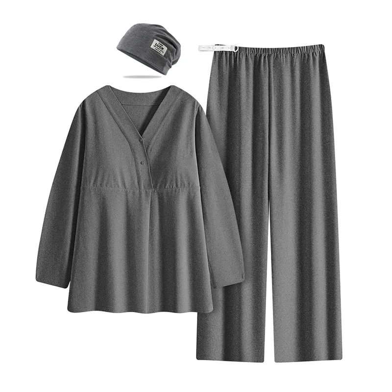带帽子纯棉春秋月子服A类产前产后产妇冬季孕妇怀孕哺乳喂奶睡衣