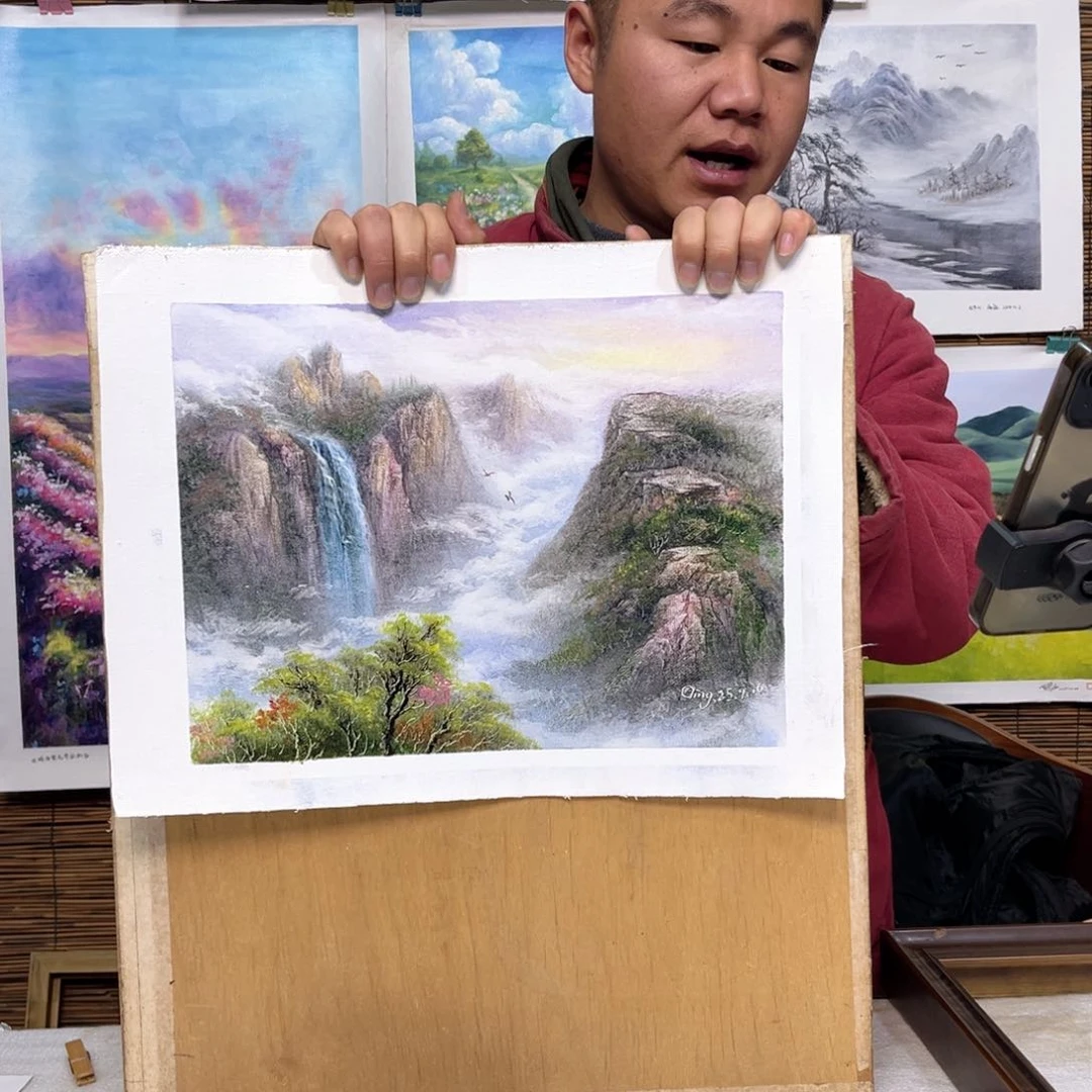 油画行路人小院绘画作品竞拍