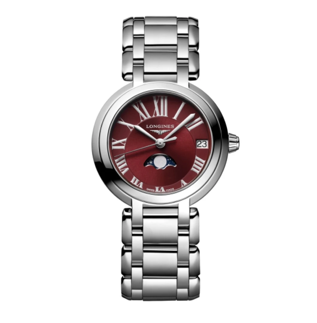 99新 Longines/浪琴 余/心月115车厘子红表径30.5/全套/女款