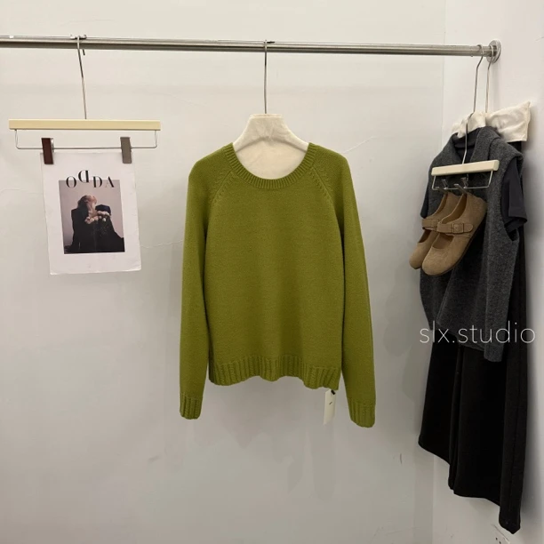 slx@ 07487 纯色圆领毛衣