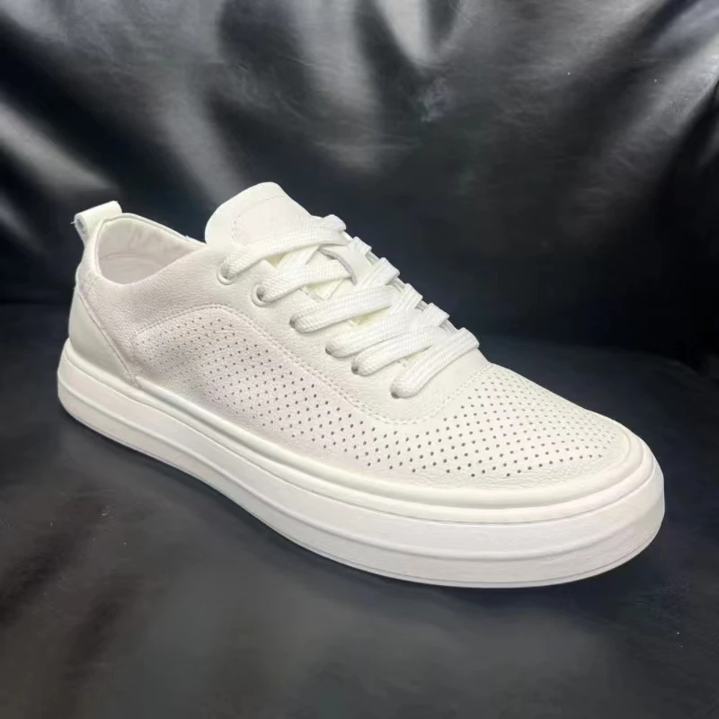 头层牛皮低帮春夏新款小白鞋男百搭真皮简约时尚百搭休闲鞋