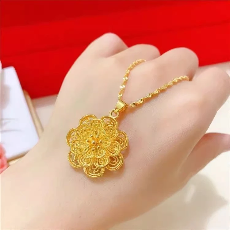 铜合金项链 专柜同款-可旋转-富贵花开气质时尚轻奢百搭款项链