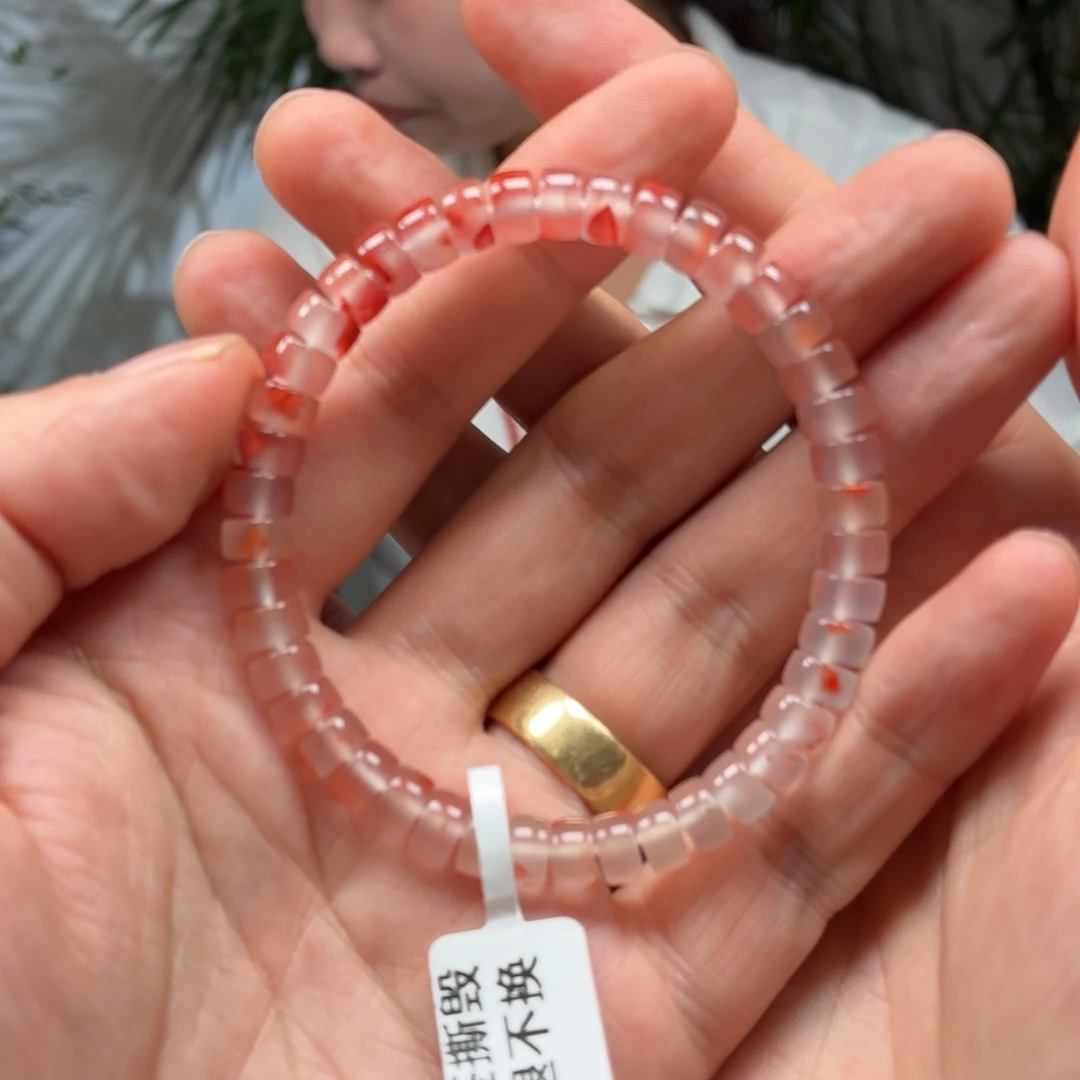 南红玛瑙未镶嵌手串原矿保山南红冰飘直切手串卡6.8