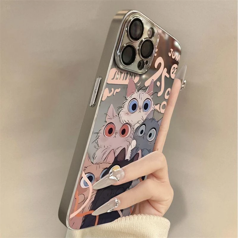 液态金属瞪眼猫咪适用苹果16手机壳iphone15华为oppo小米vivo防摔