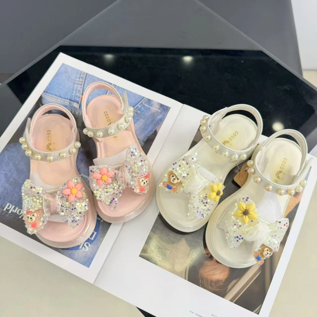 Little amy/小艾咪2025仙女风凉鞋新款夏季露趾休闲平底沙滩鞋