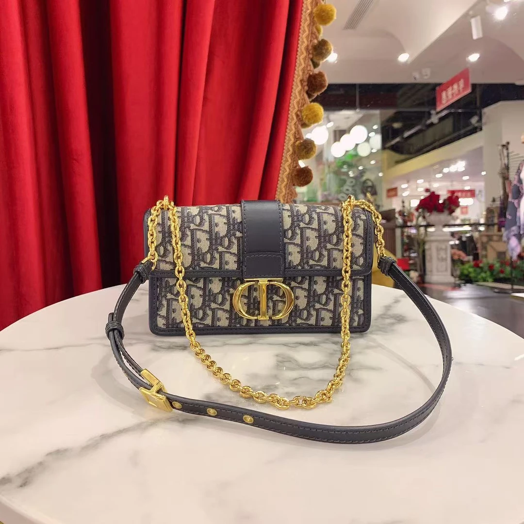 95新 DIOR/迪奥 GGS蒙田30新小号老花金扣帆布芯片款75694909