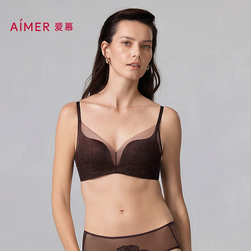 爱慕星海内衣3/4无托中厚杯蕾丝舒适聚拢小胸内衣文胸女AM17A941