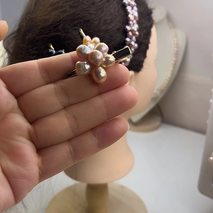 淡水珍珠发夹未镶嵌
