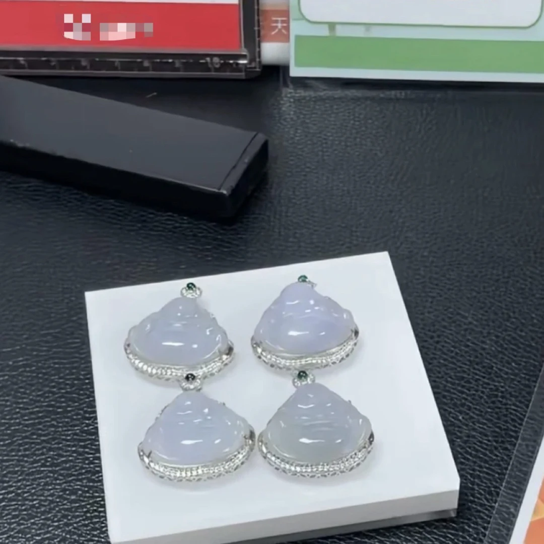 非金属玻璃吊坠 镶嵌紫粉佛公挂坠