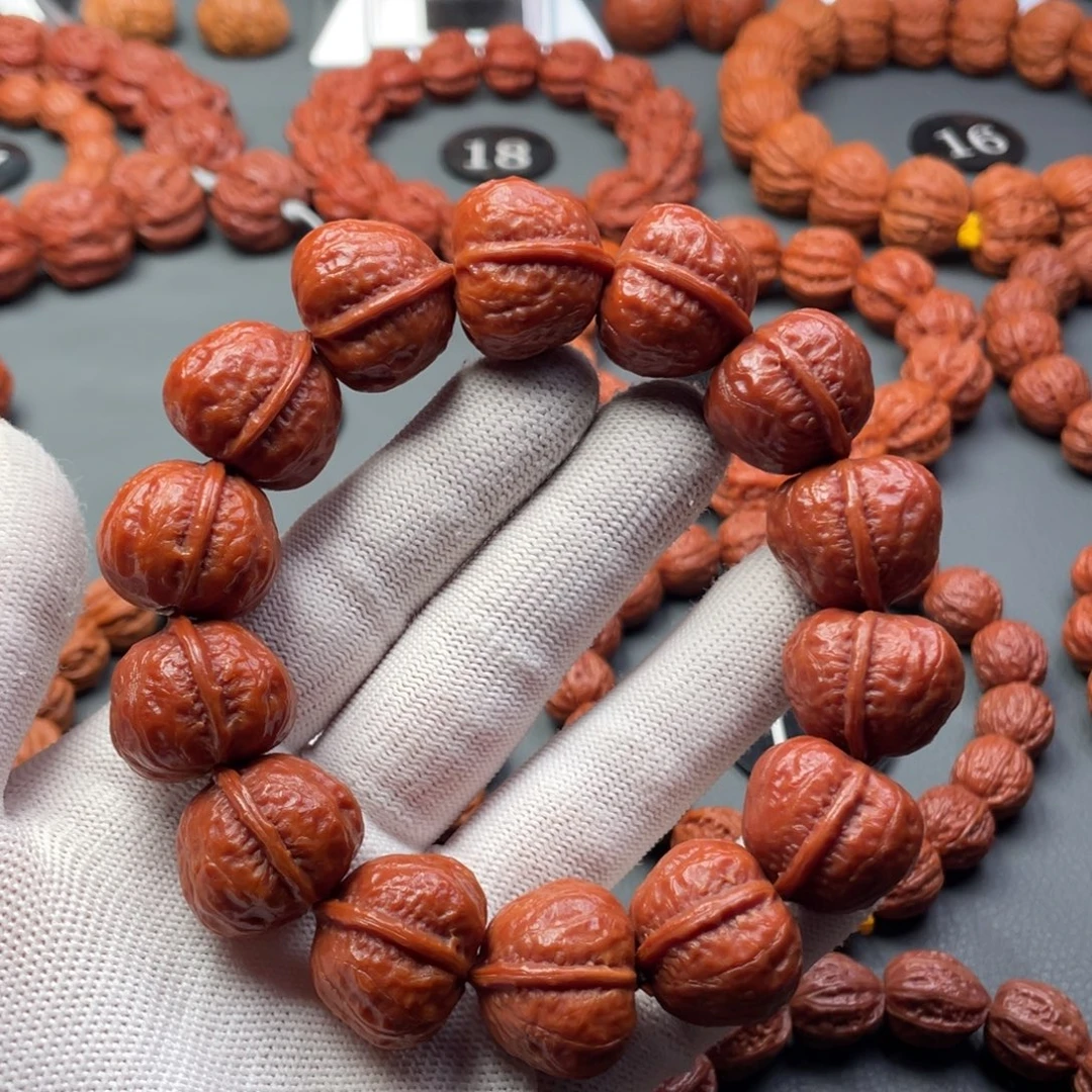 文玩核桃手串野生核桃方印光头一道筋秋子手串