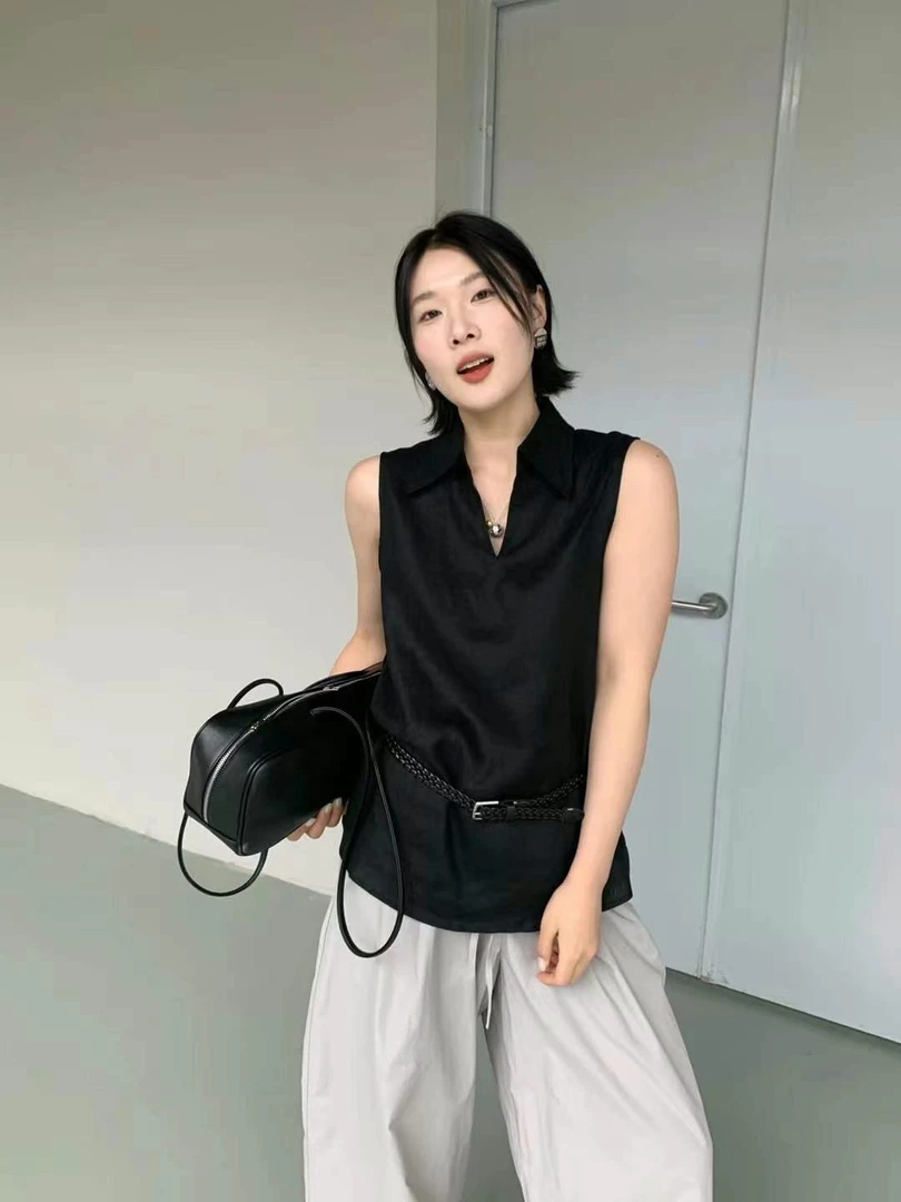 LIS&AZ-麻料翻领背心hp41234