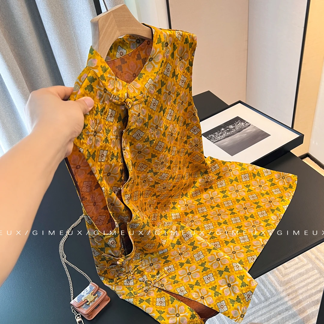 新中式国风复古盘扣背心无袖上衣2025夏季新款气质百搭中长款马甲