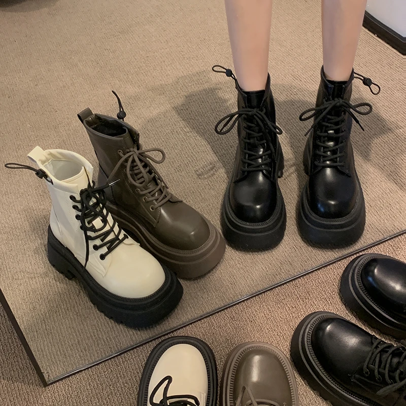 贾不假靴子女短靴2025秋冬季新款百搭必备爆款小个子英伦风马丁靴