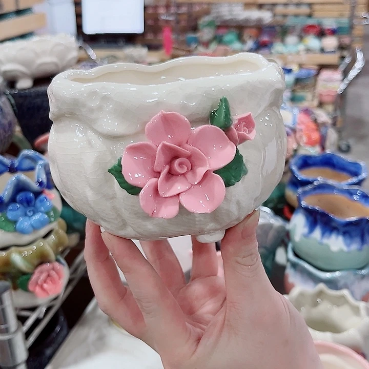 有孔.凑单10元陶瓷花盆发货！