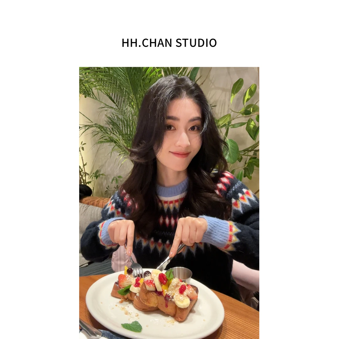 HH.CHAN“深海极光“2025新春款春节装费尔岛羊驼毛混纺毛衣HH-7086