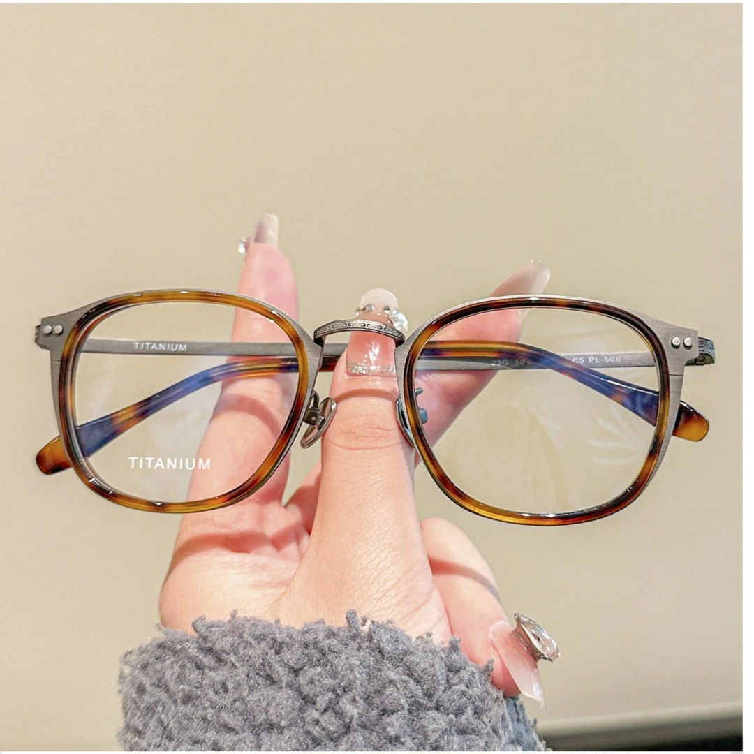 全钛6字龙纹高度近视眼镜框超轻无压力适合翻身男女女款网红大框