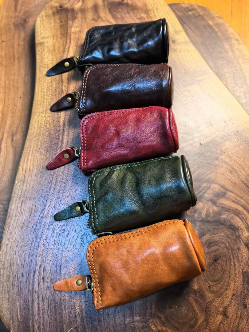 简约小巧头层牛皮饺子钥匙包零钱包核桃文玩包耳机包小水桶钥匙包