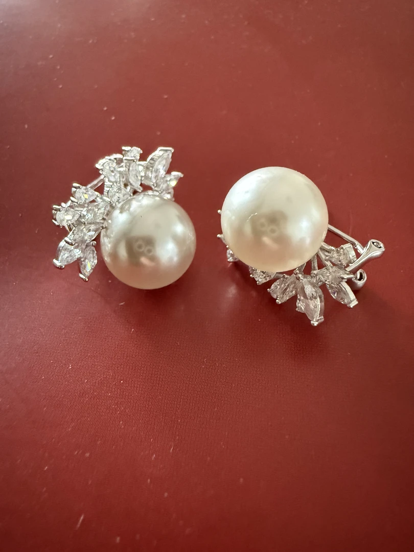 合金耳饰 纯银淡水珠耳坠