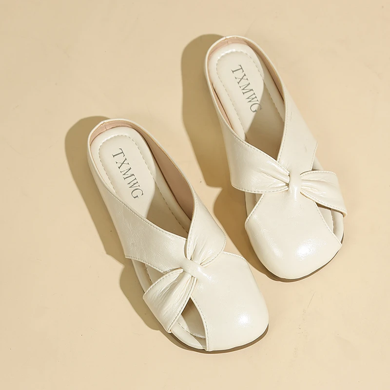 仙女风配裙子超火包头半拖鞋女2025夏季新款一脚蹬软底外穿凉拖鞋