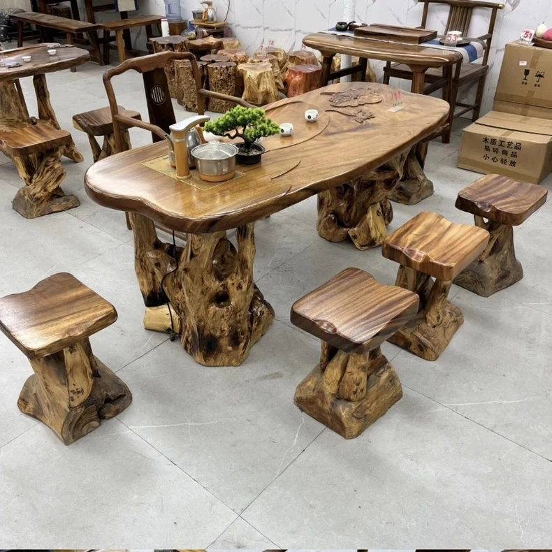 实木南美胡桃木阳台异形小茶桌