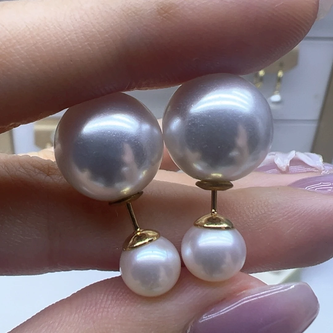 银S925镶嵌淡水珍珠耳饰