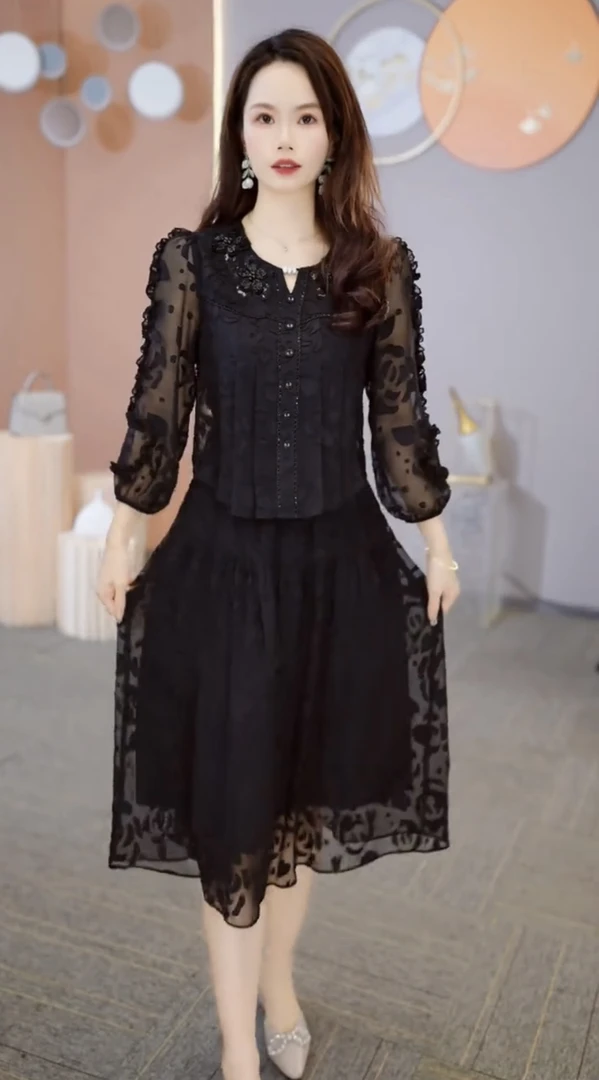 【铭悦定制】KK485#春季 新款 2025 收腰 显瘦 修身 气质 连衣裙