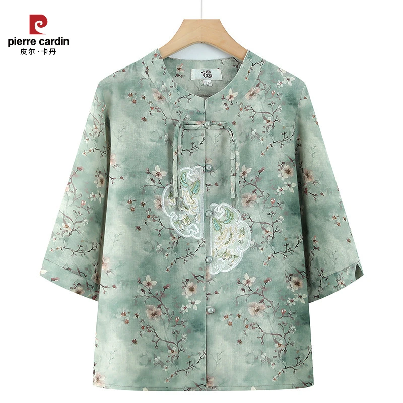 中老年人夏装衬衫女妈妈洋派衬衫奶奶套装中袖上衣老人老太太衣服