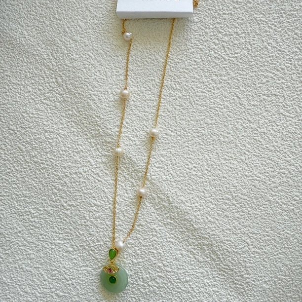 非金属树脂项链 绿色吊坠项链寓意发财