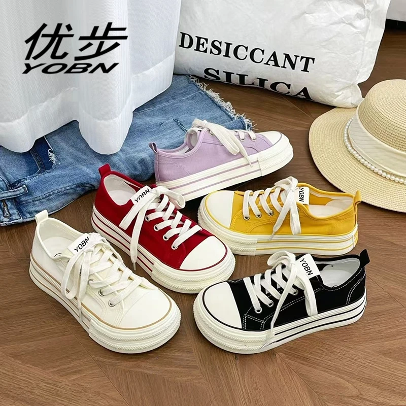 厚底春夏新款学生休闲鞋百搭低帮ins增高帆布鞋女G1509