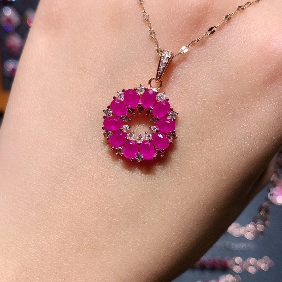 吊坠(赠链)银S925镶嵌红宝石