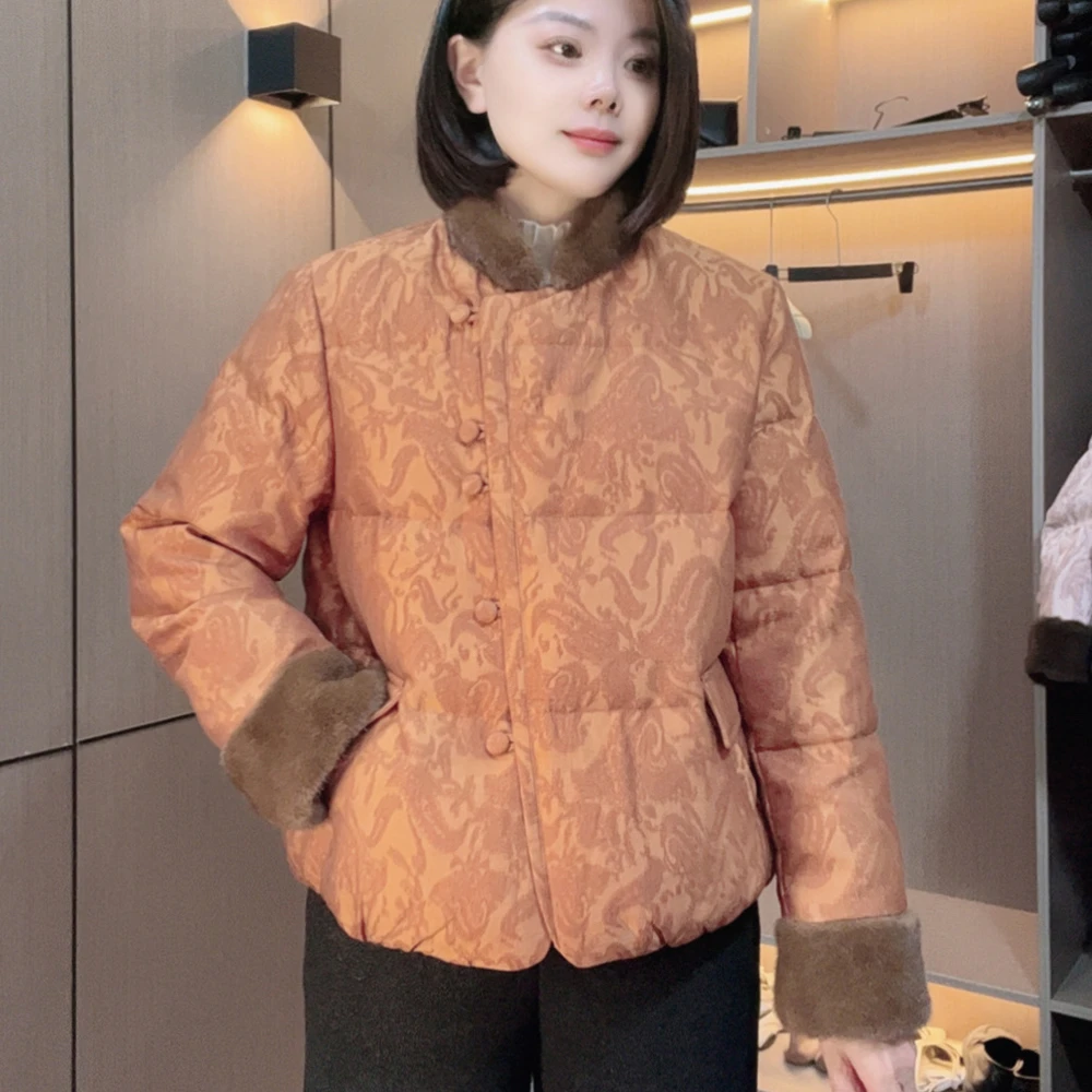 炫女人冬季女装上衣圆领百搭时尚轻薄保暖白鹅绒羽绒服D512