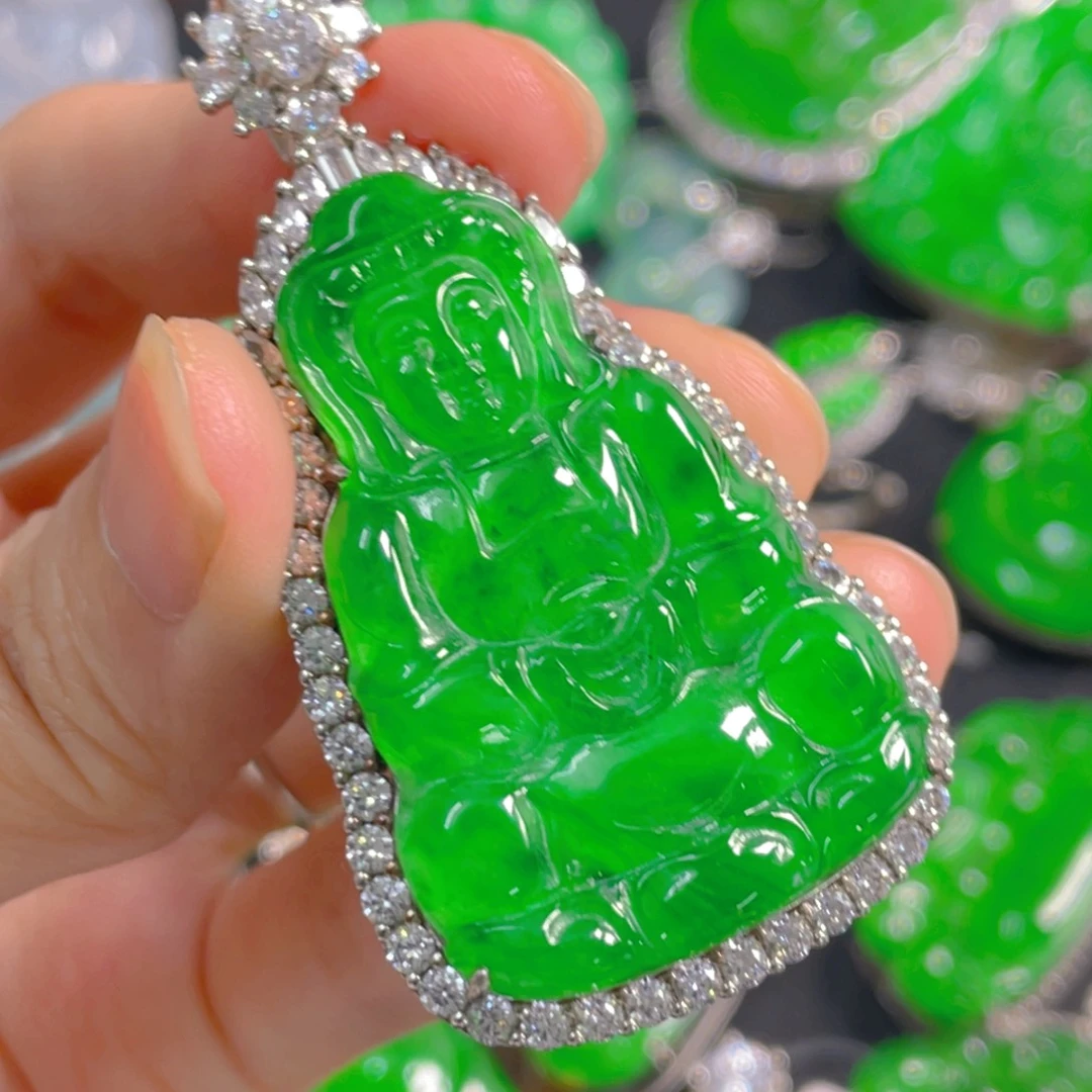 翡翠银S925镶嵌吊坠(不含链)