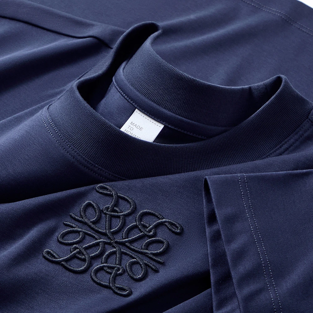 [重磅液氨棉]男士短袖T恤微阔时尚高端刺绣圆领半袖潮