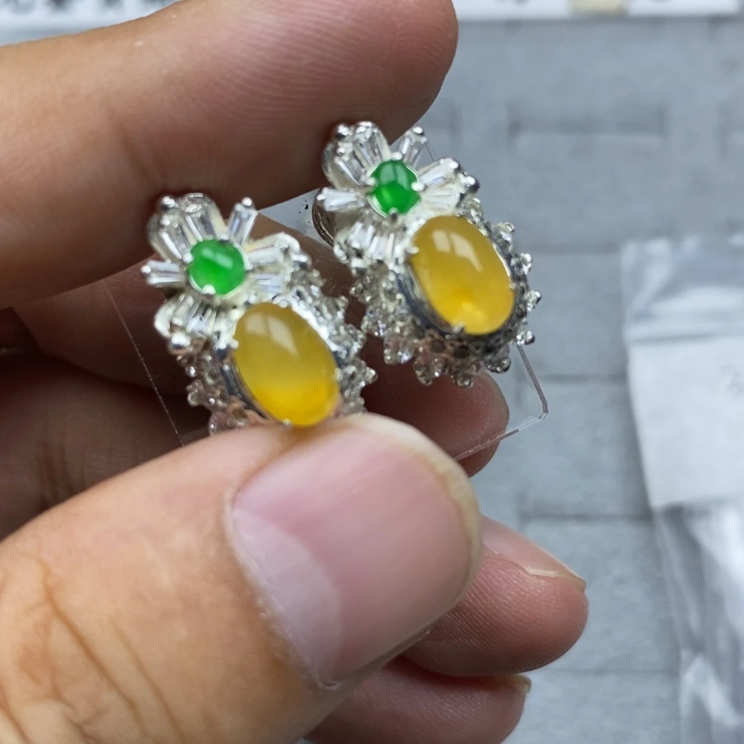 定制翡翠未镶嵌冰黄8.7mm