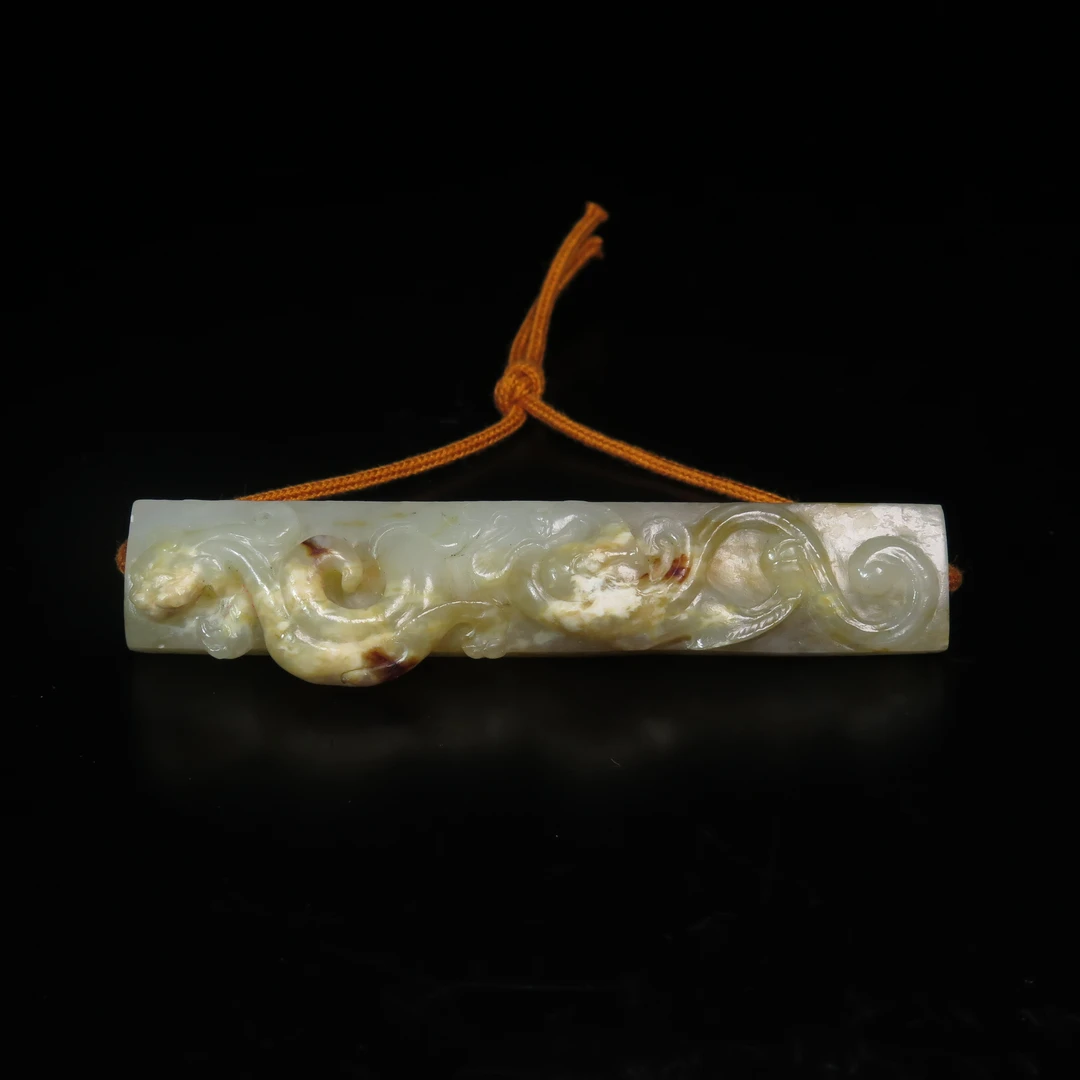 清代浮雕螭纹勒子/MZ050603/和田玉/民族文物