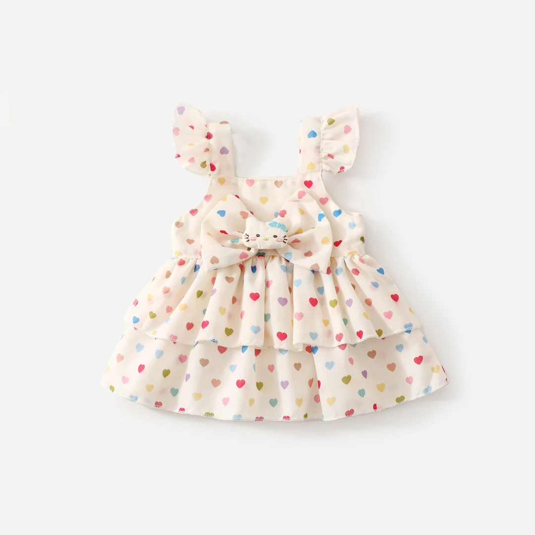 新生儿夏季女宝宝吊带爱心蛋糕包屁裙婴儿夏款外出连体衣爬服