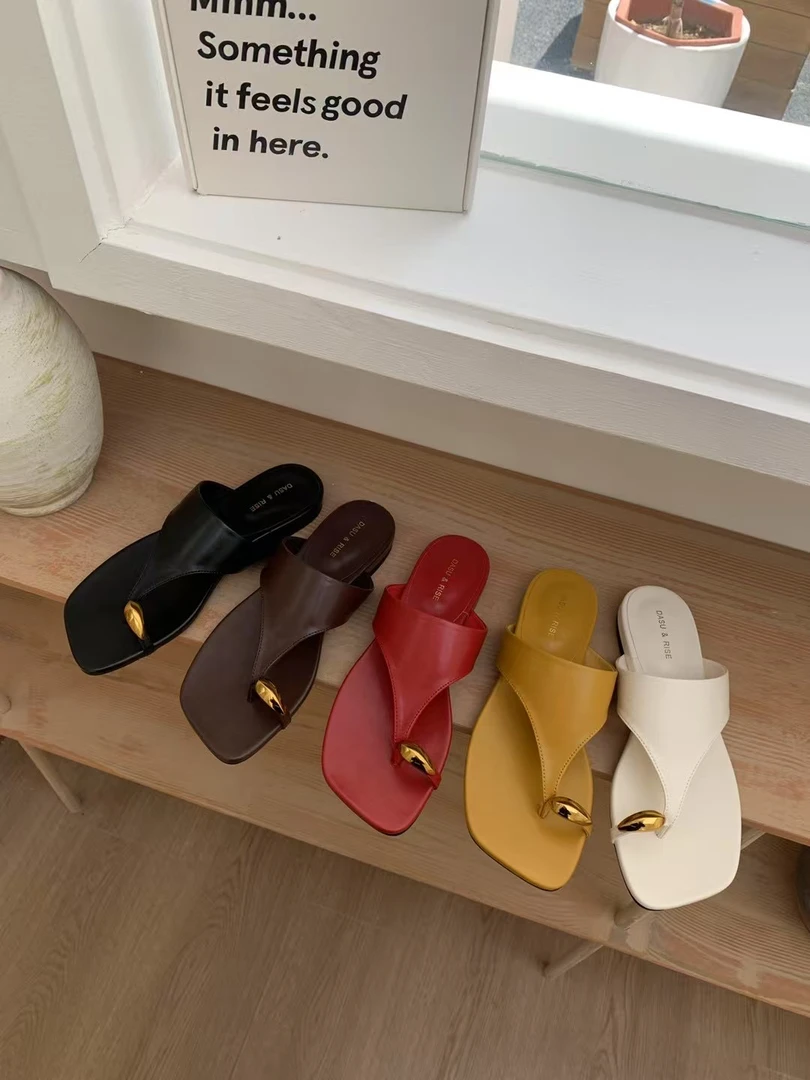 2025新款套趾方头百搭平底外穿人字露趾凉拖鞋女夏季