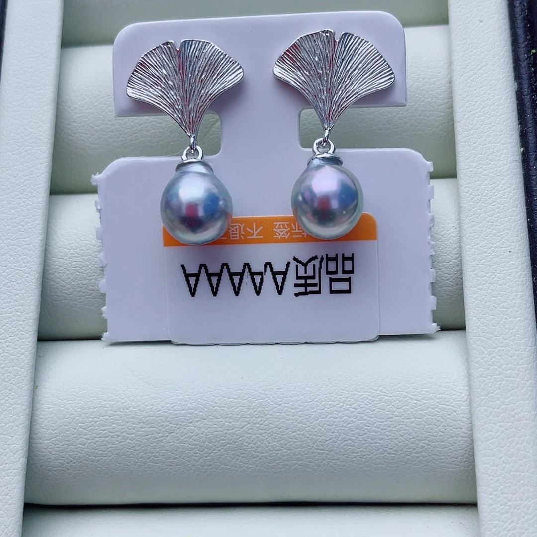 银S925镶嵌耳饰海水珍珠w22