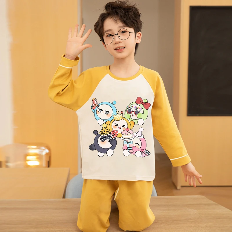 睡衣男童青少年春秋2025新款蛋仔派对长袖纯棉家居服套装男孩秋装