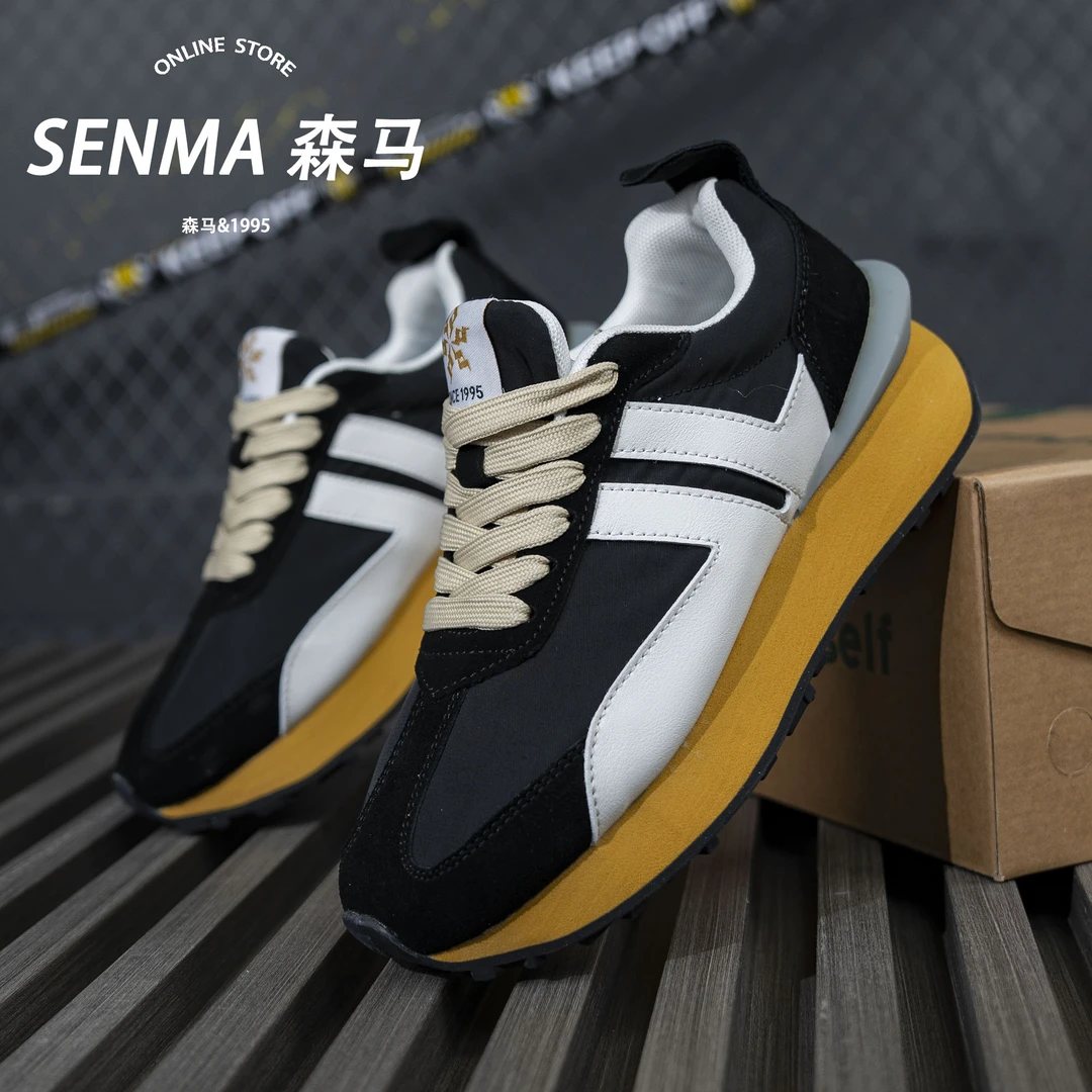SENMA/森马厚底休闲鞋男女情侣款跑步鞋轻便男运动鞋帆布面鞋国潮
