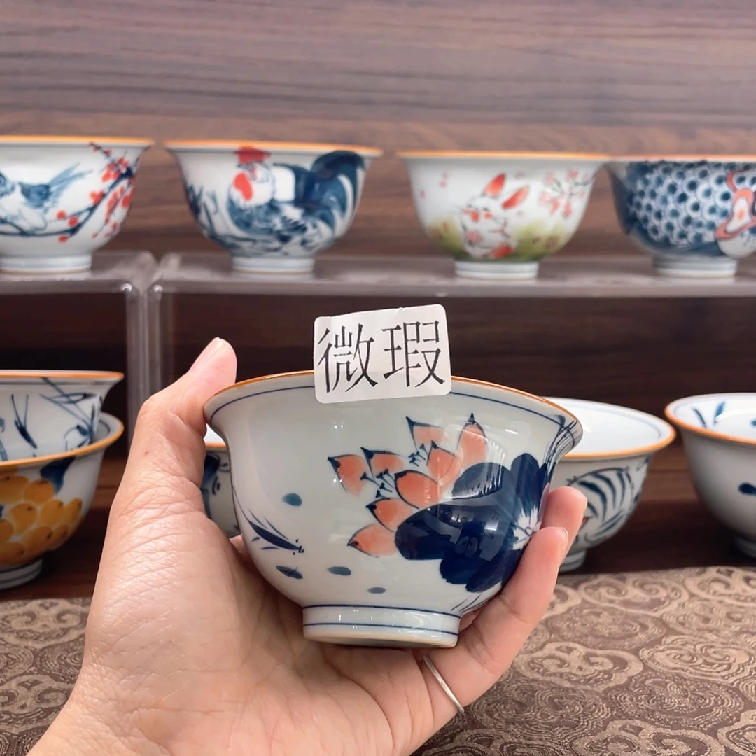 釉下手绘茶具微瑕