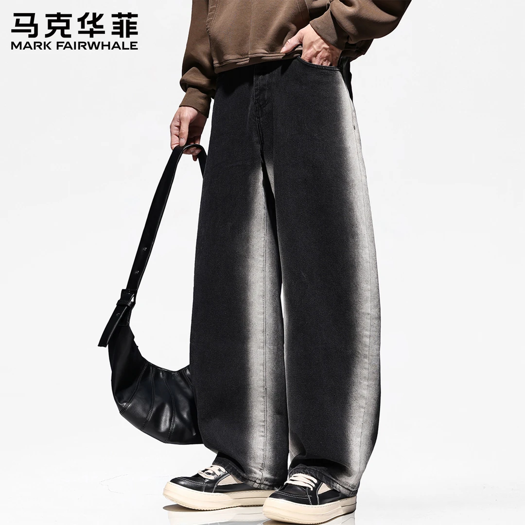 【轻潮风】马克华菲休闲美式复古男士牛仔裤潮流宽松渐变男款直筒裤