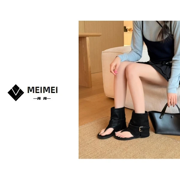 XMM.【设计款夹脚靴】时尚百搭夏季设计款轻奢潮流休闲平底J25060-1