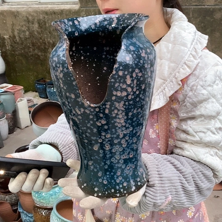 紫砂花盆瑕疵口16高30