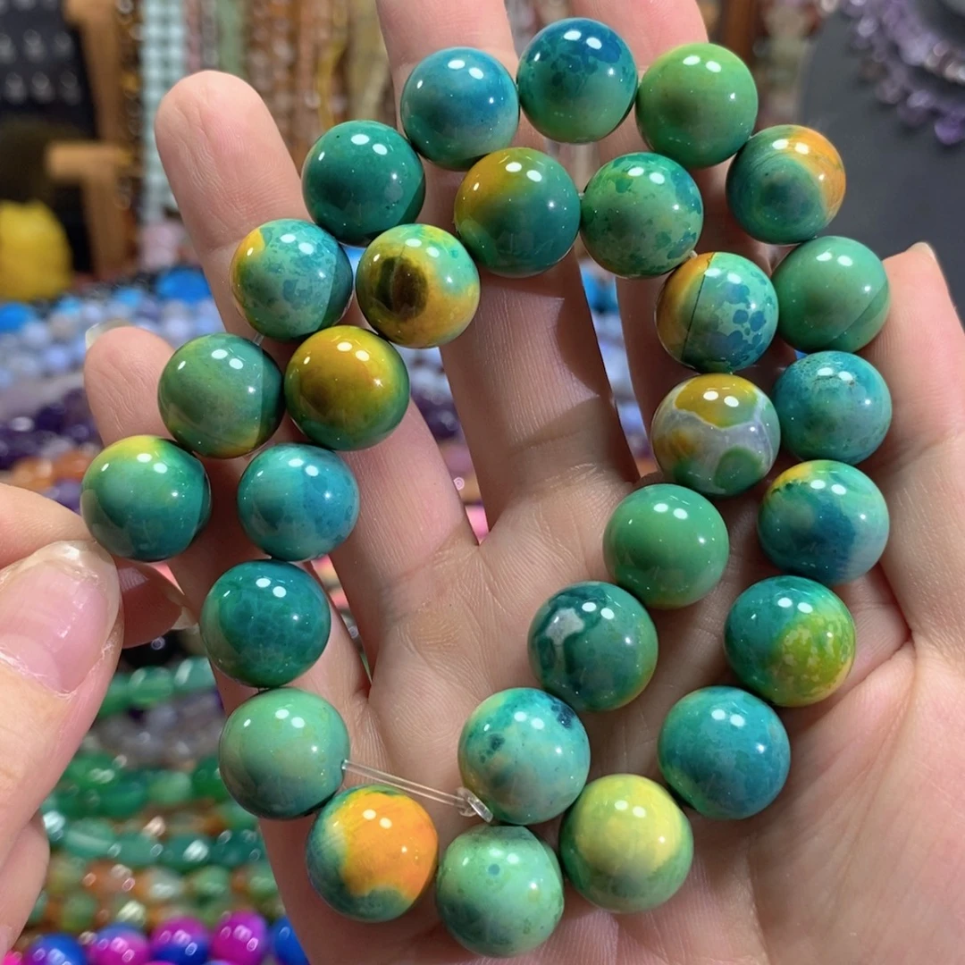 未镶嵌玛瑙/玉髓珠宝半成品地球玛瑙一条卡14mm