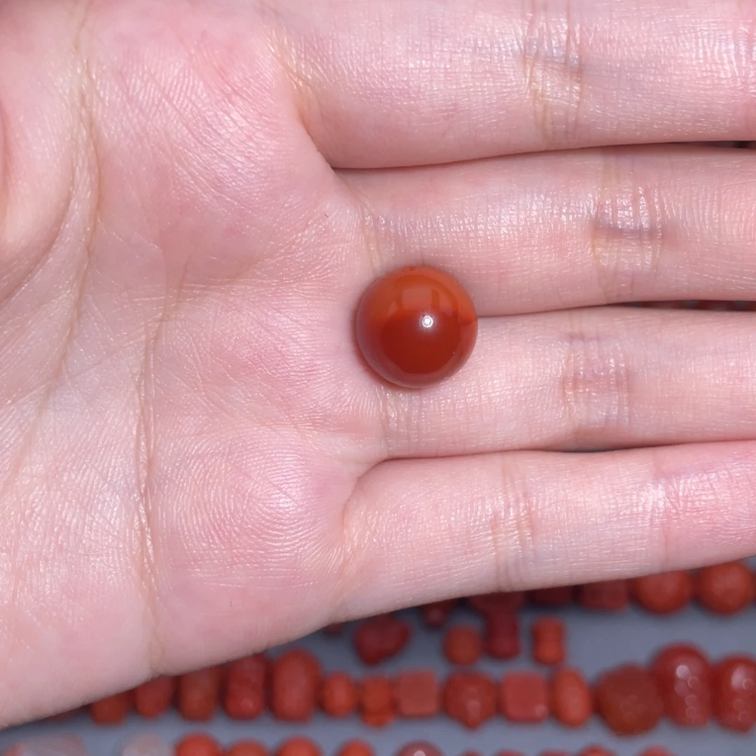 南红玛瑙瓦西双色圆珠12mm+未镶嵌