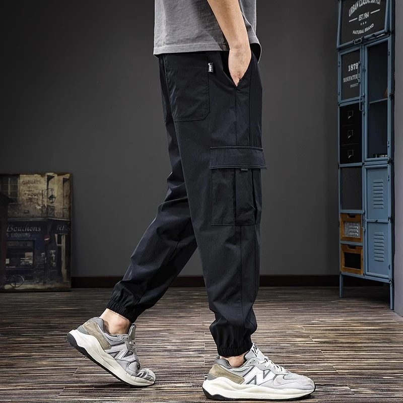 潮龛美式复古多口袋速干工装裤男户外防水弹力束脚裤宽松休闲裤潮