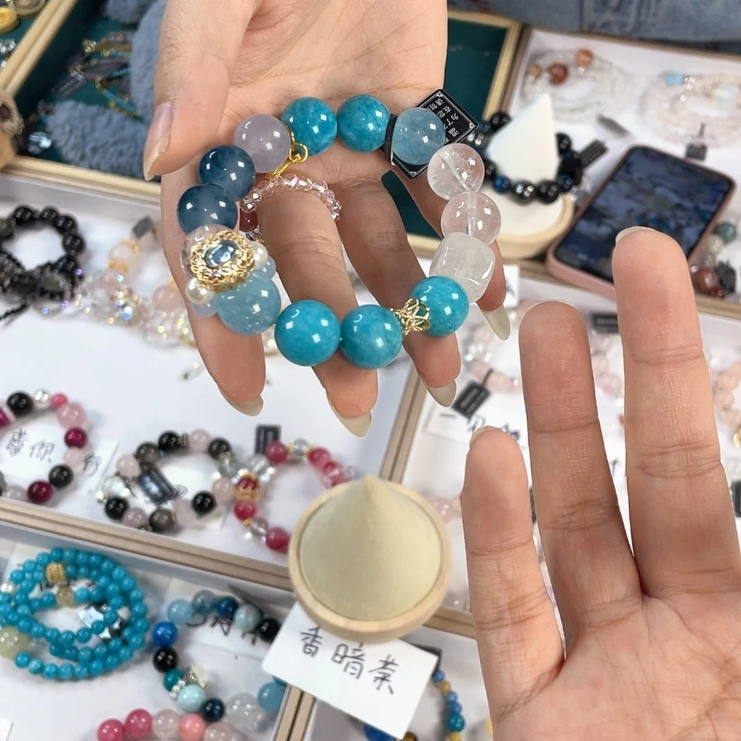 水晶手链银S925镀金镶嵌