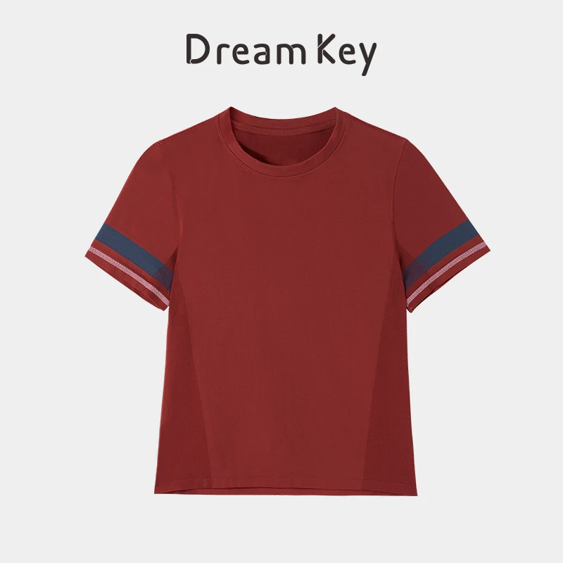 DK运动短袖一体织透气修身撞色健身短袖速干运动短袖t恤3185